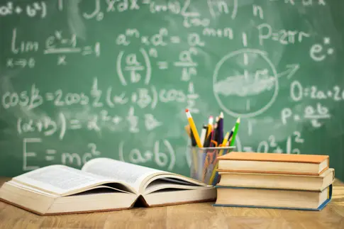 School books on desk